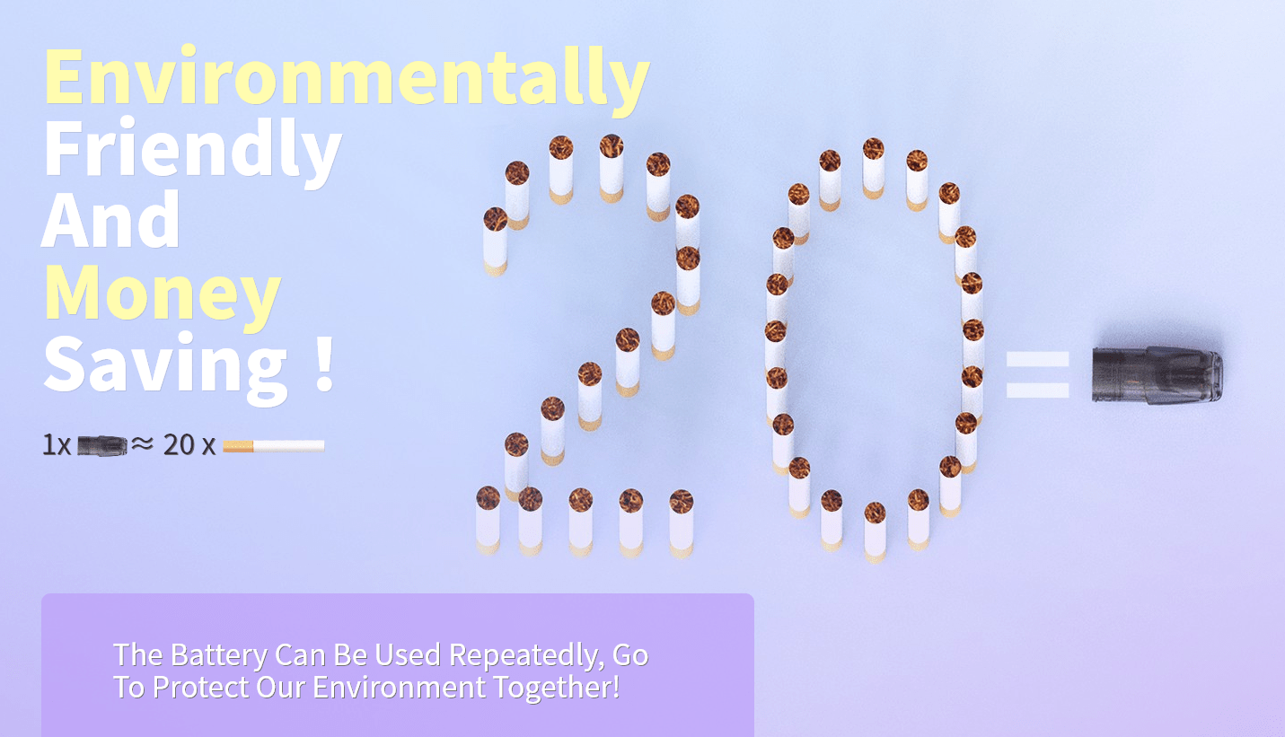 1 pod lasts the same time as 20 cigarettes. 1 Pod is equal to 20 cigarettes.